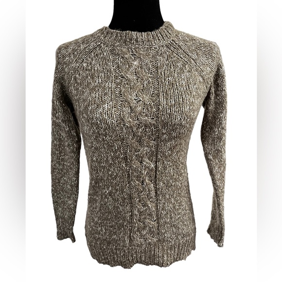 Knit Crew Neck Sweater - Heathered Dark Oatmeal - Small - Picture 1 of 8